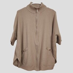 White House Black Market Size S Women's Oversize Full Zip Brown Cardigan Sweater